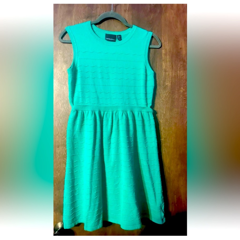 Cynthia Rowley Jade Green Sleeveless Textured Knit Sweater Dress - Size L - Picture 2 of 8